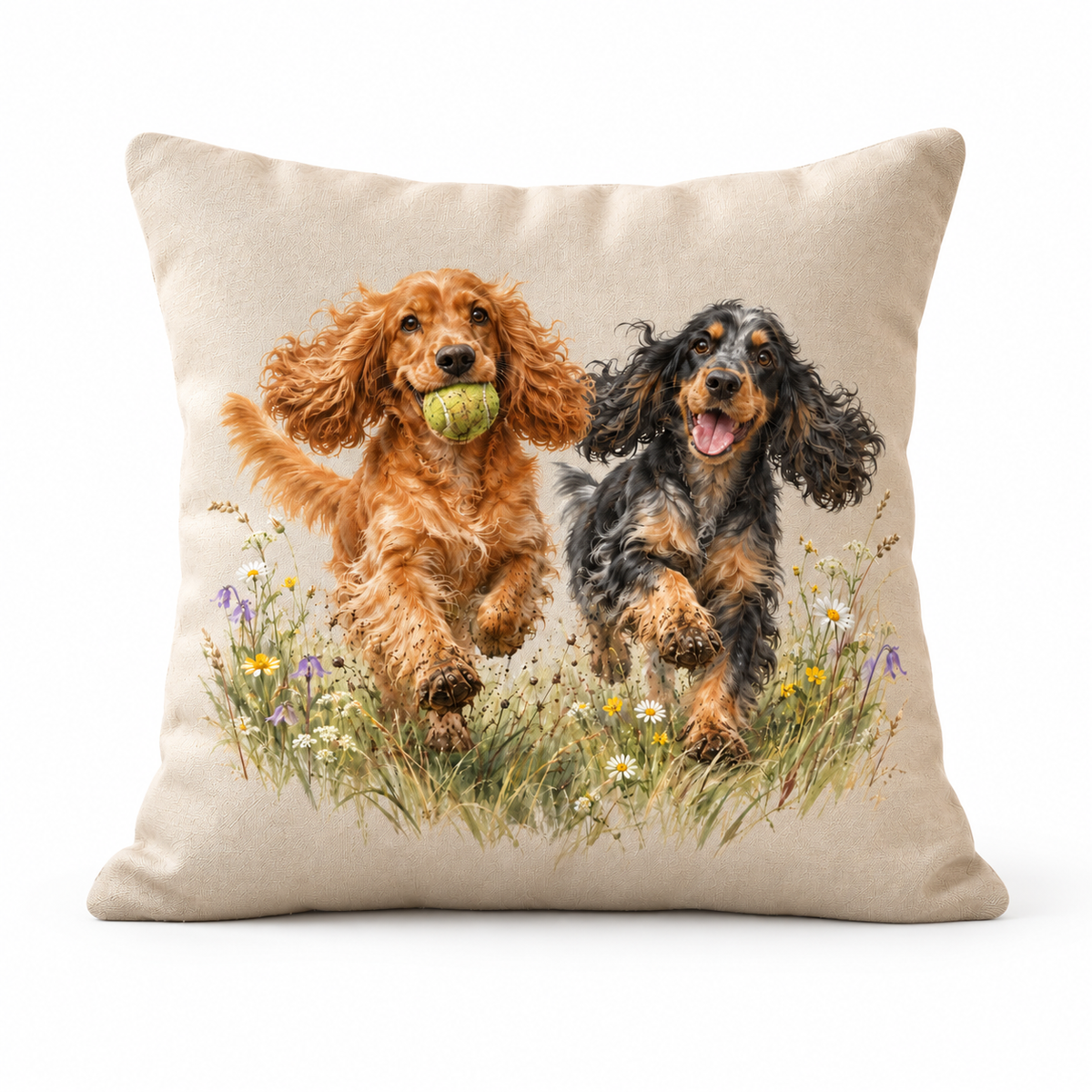 Cocker Spaniel Countryside Cushion – Ball Chasers