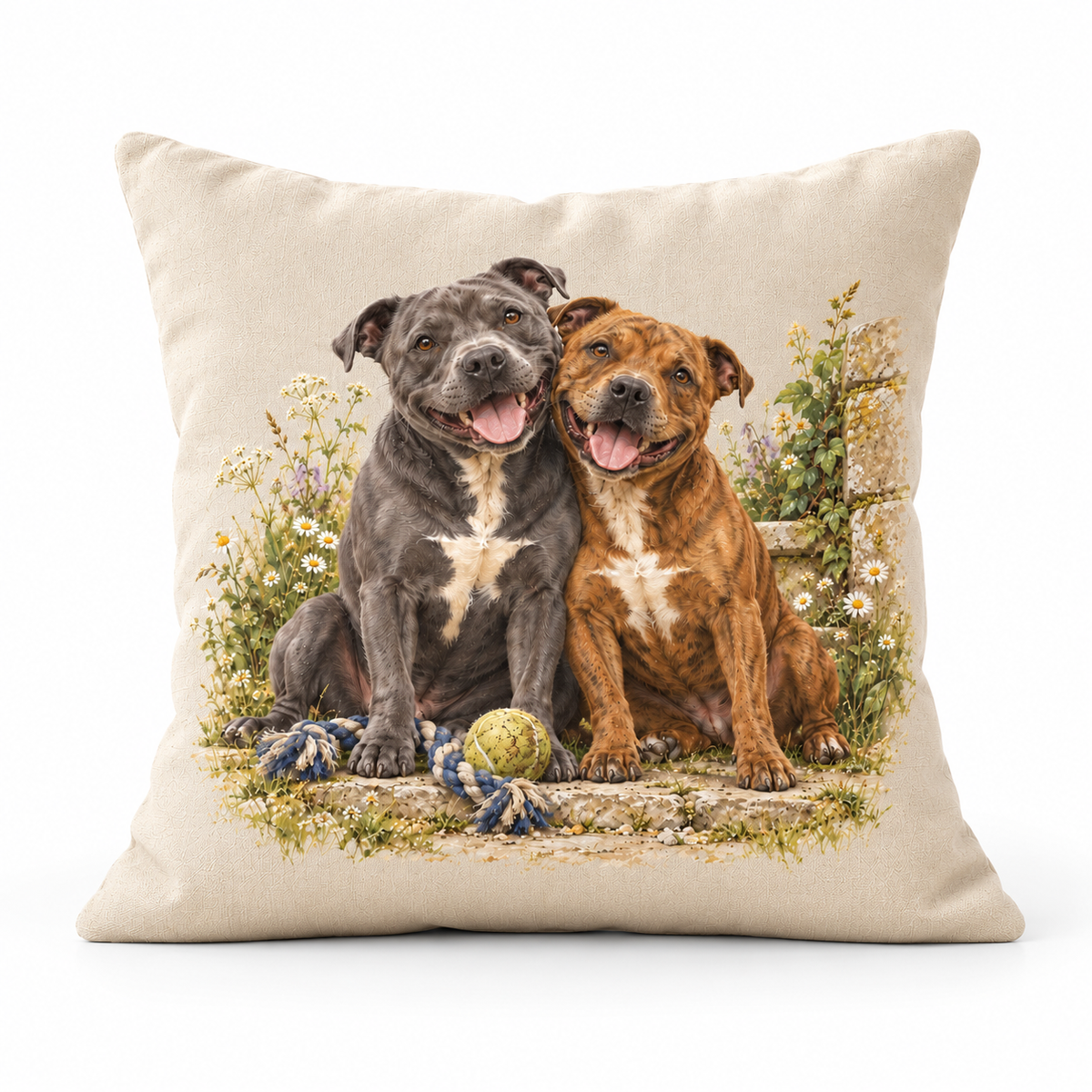 Staffordshire Bull Terrier Garden Cushion – Best Friends