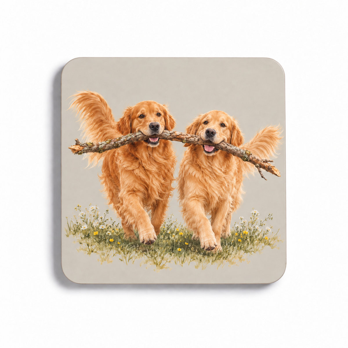 Golden Retriever Coaster Set – Countryside Walk