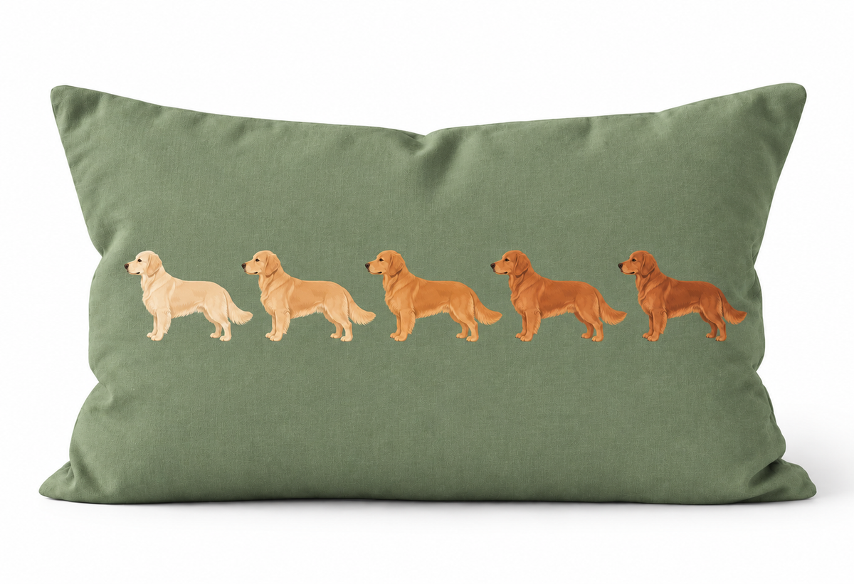 The Golden Retriever Line-Up Cushion