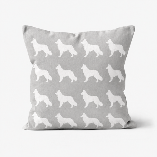 Cocker Spaniel Pattern Linen Cushion Grey