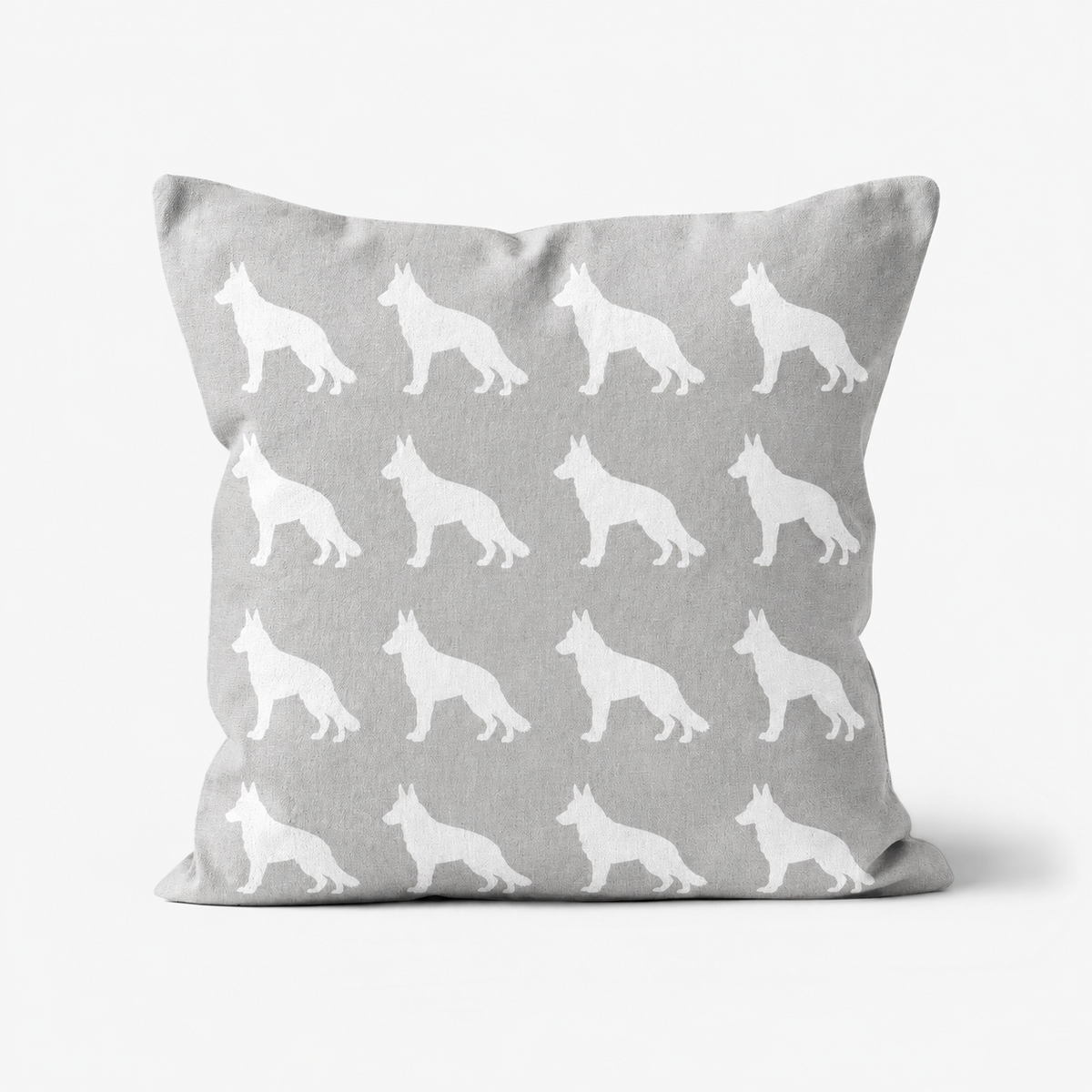 German Shepherd Pattern Linen Cushion Grey
