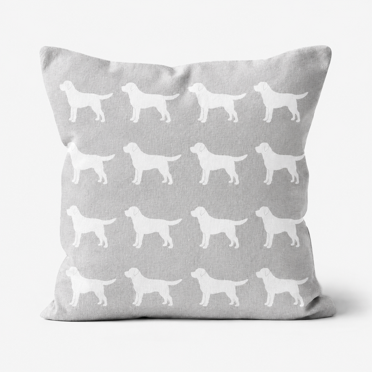 Labrador Pattern Linen Cushion Grey