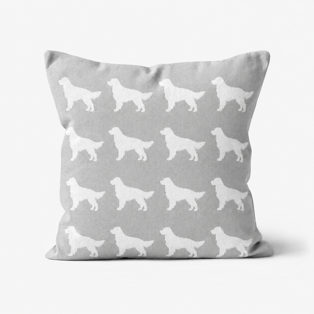 Golden Retriever Pattern Linen Cushion Grey