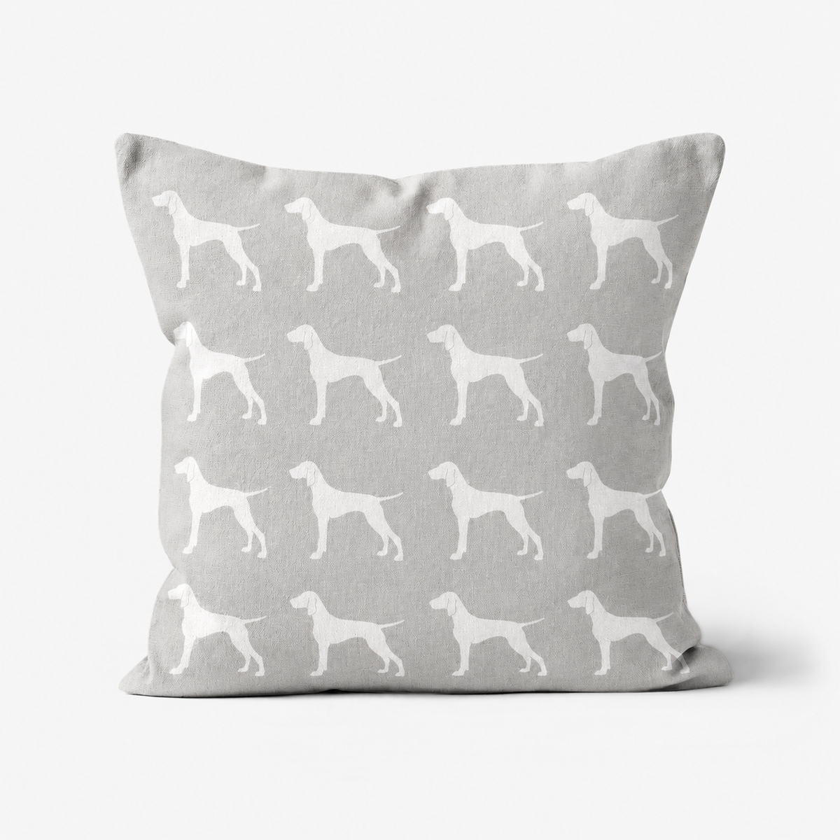 Weimaraner Pattern Linen Cushion Grey