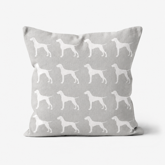Weimaraner Pattern Linen Cushion Grey