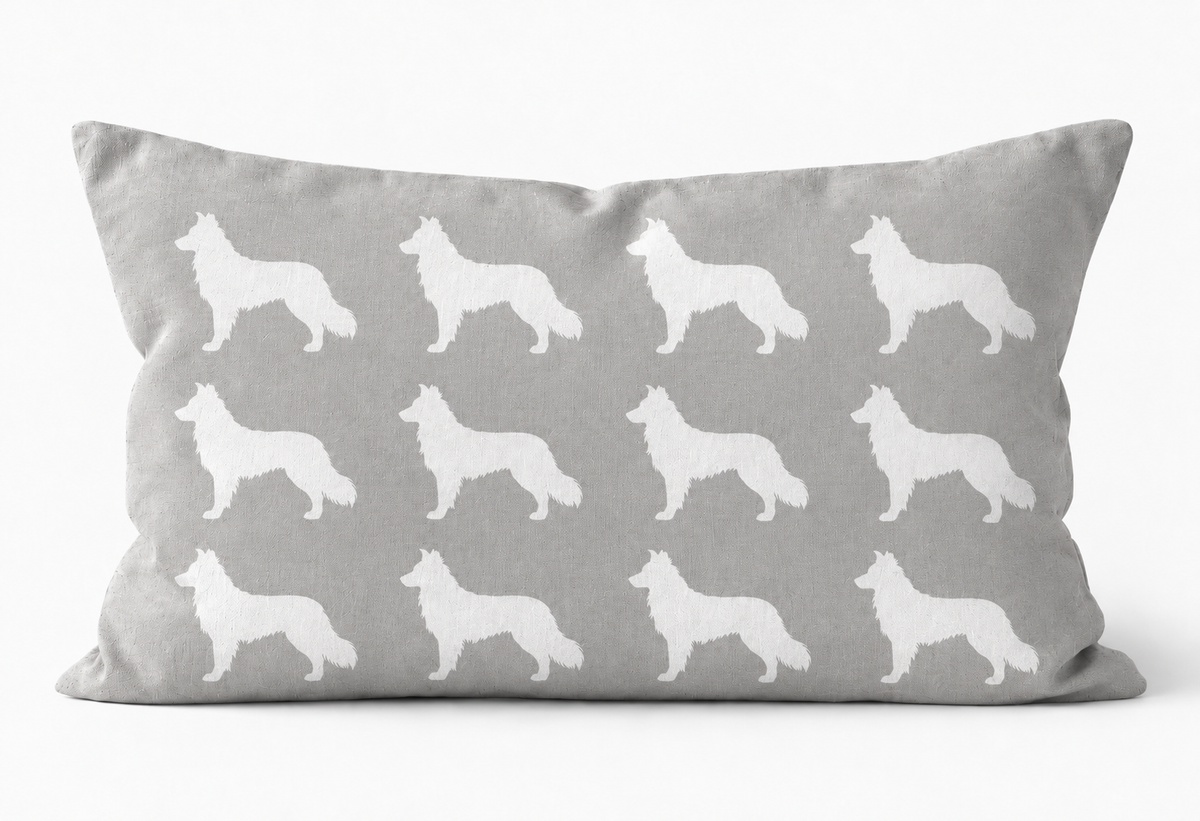 Cocker Spaniel Pattern Linen Cushion Grey