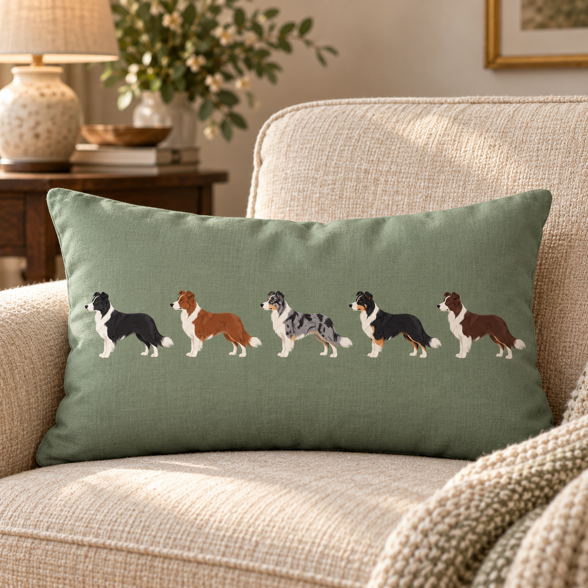 The Border Collie Line-Up Cushion