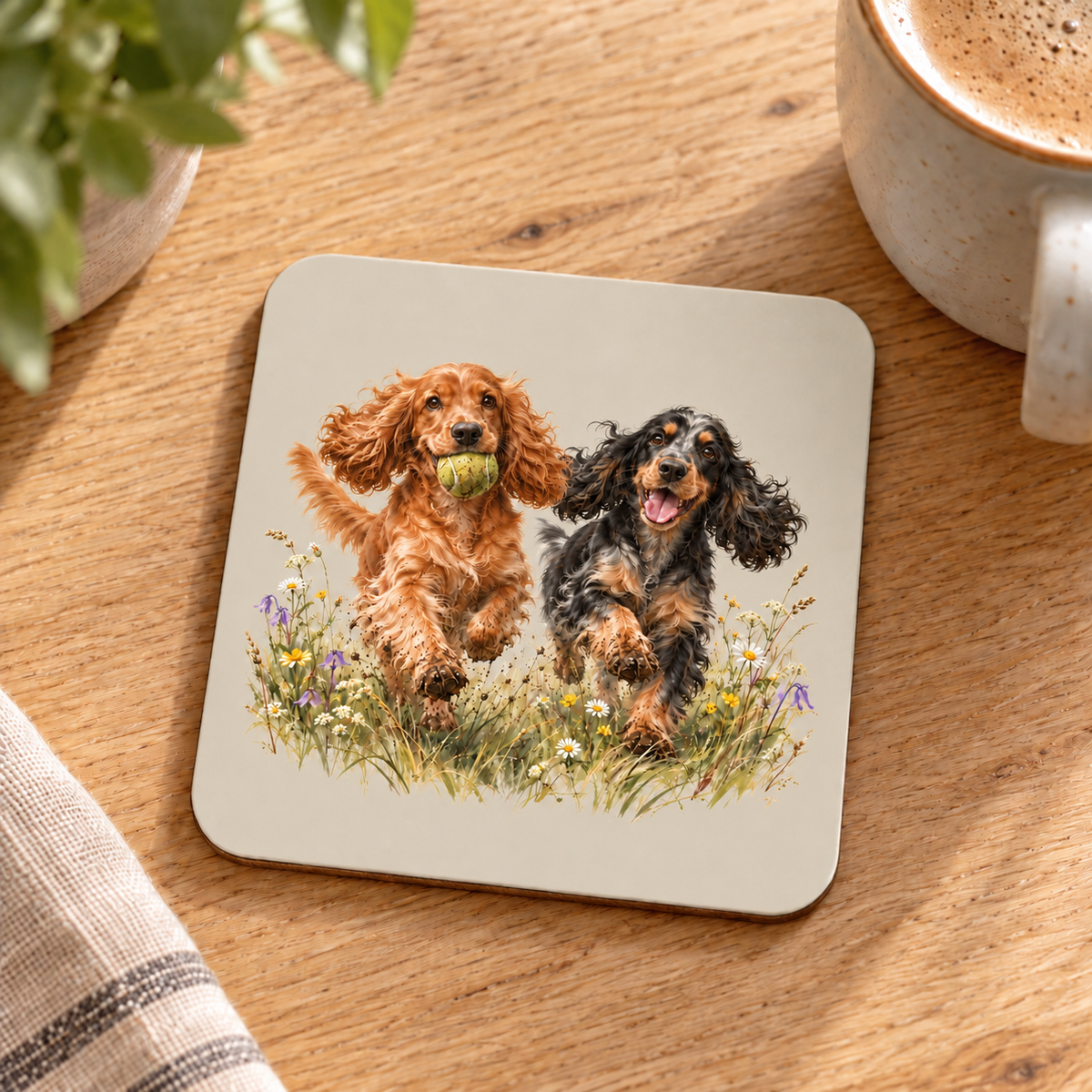 Cocker Spaniel Coaster Set – Wildflower Meadow