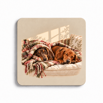 Dachshund Coaster Set – Cosy Afternoon