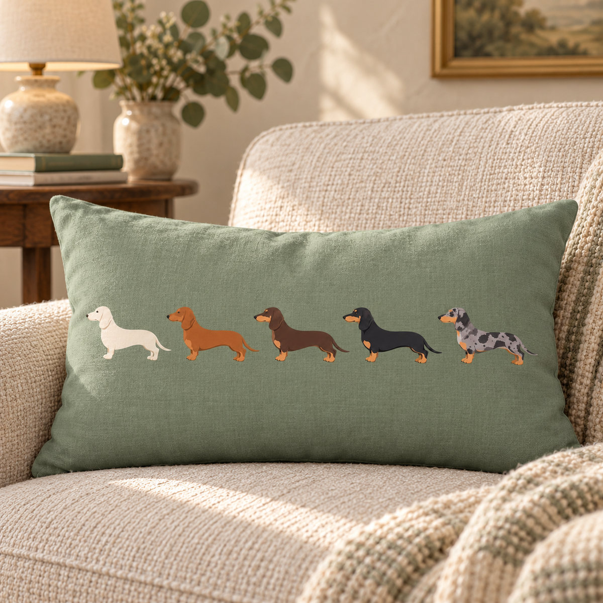 The Dachshund Line-Up Cushion