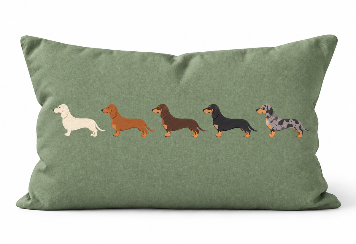 The Dachshund Line-Up Cushion