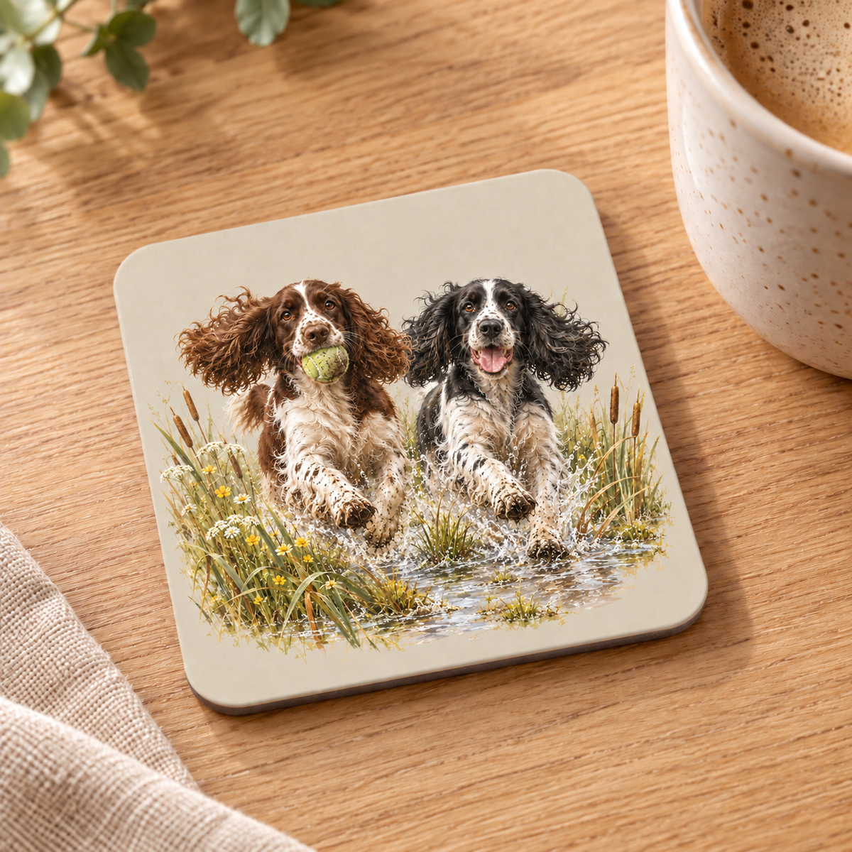 English Springer Spaniel Coaster Set – Countryside Splash