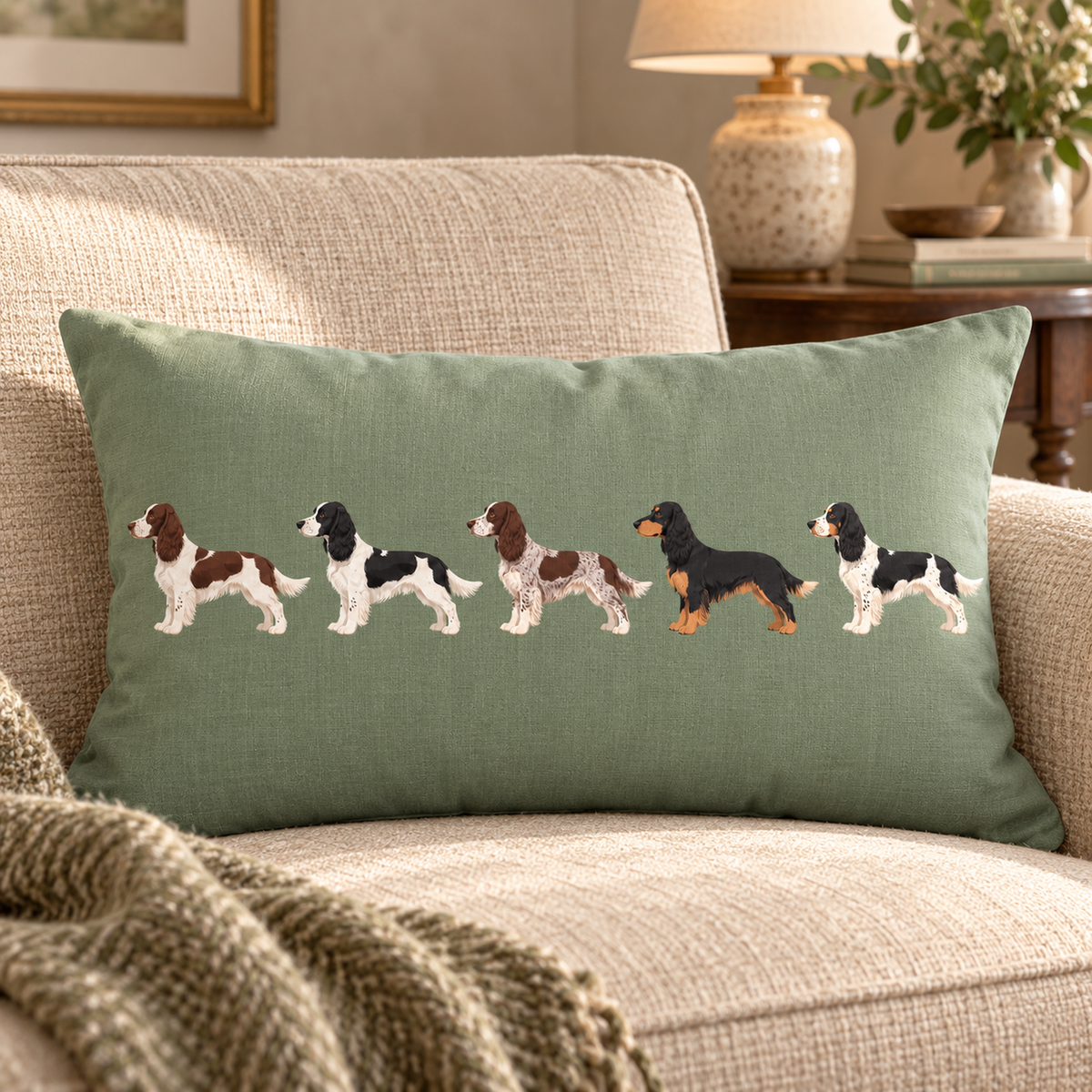 The English Springer Spaniel Line-Up Cushion