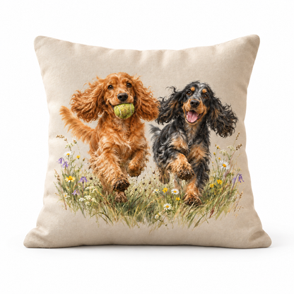 Cocker Spaniel Countryside Cushion – Ball Chasers