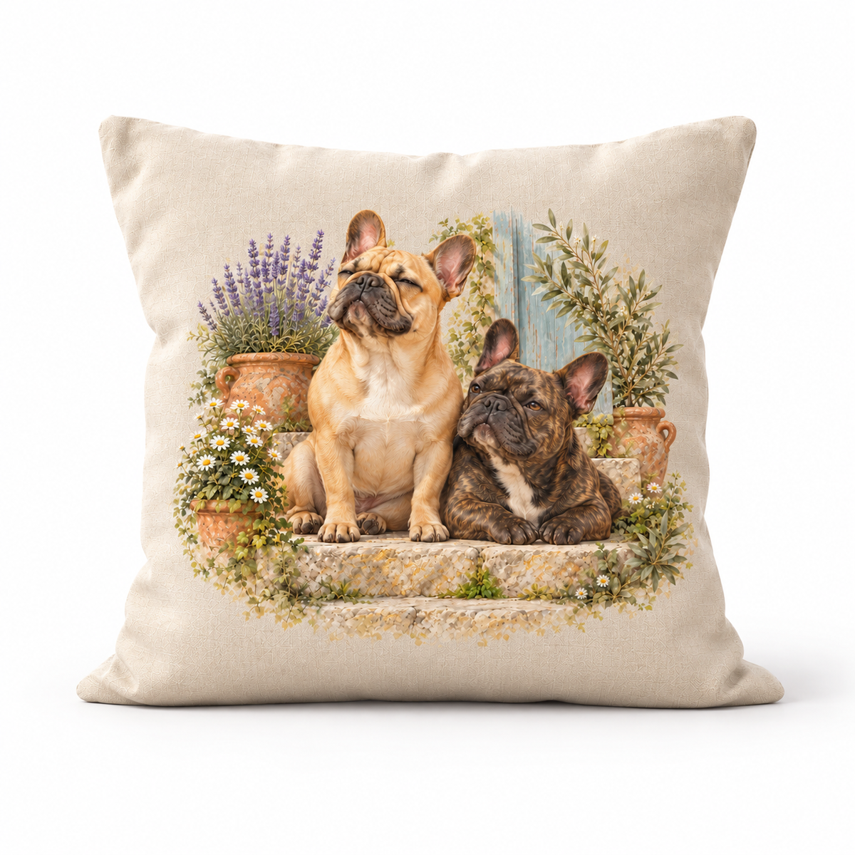 French Bulldog Garden Cushion – Sunshine & Lavender