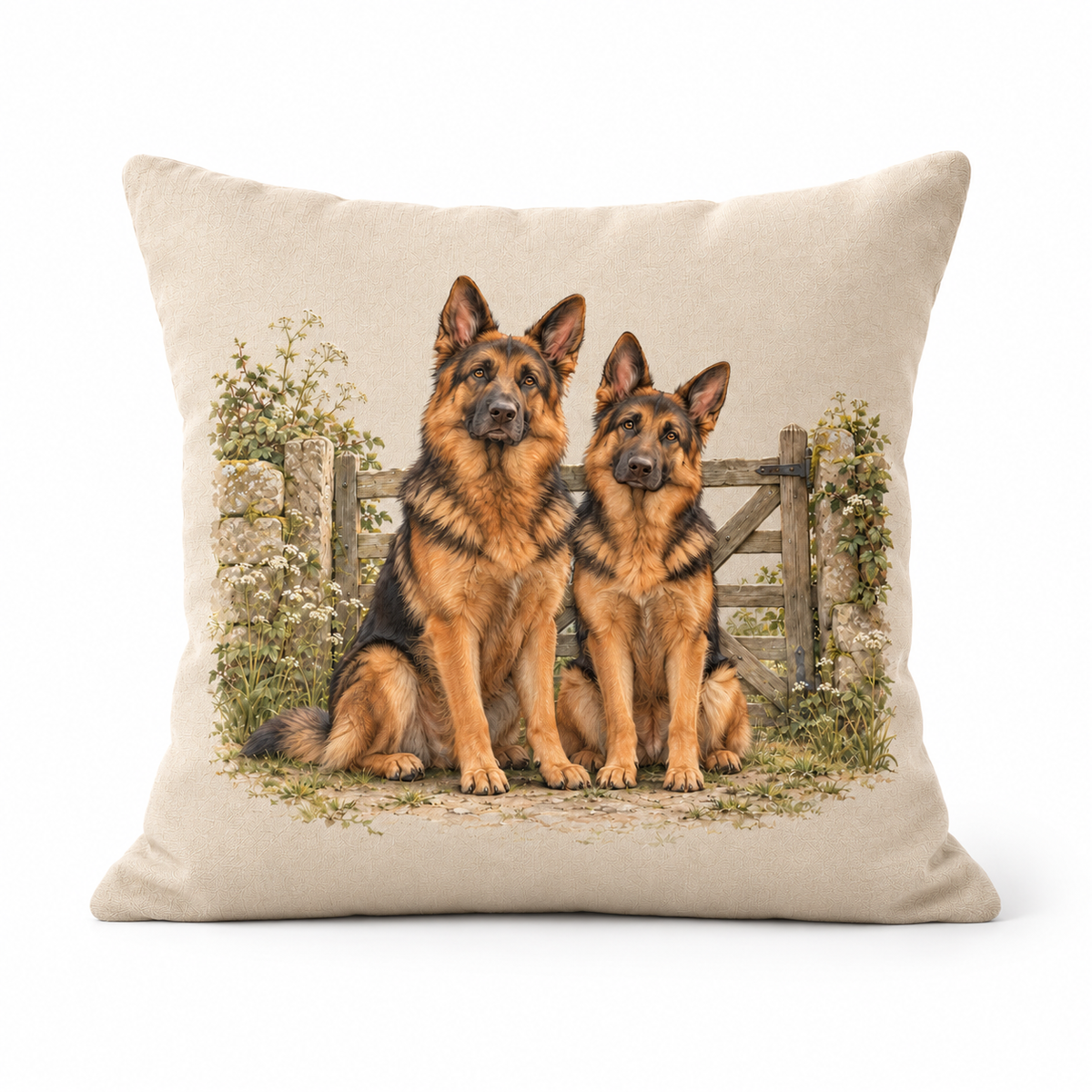 German Shepherd Countryside Cushion – At the Gate