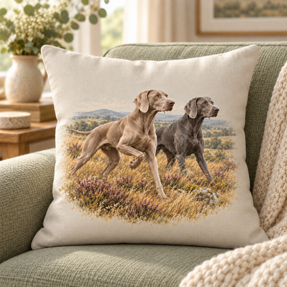 Weimaraner Countryside Cushion – On Point