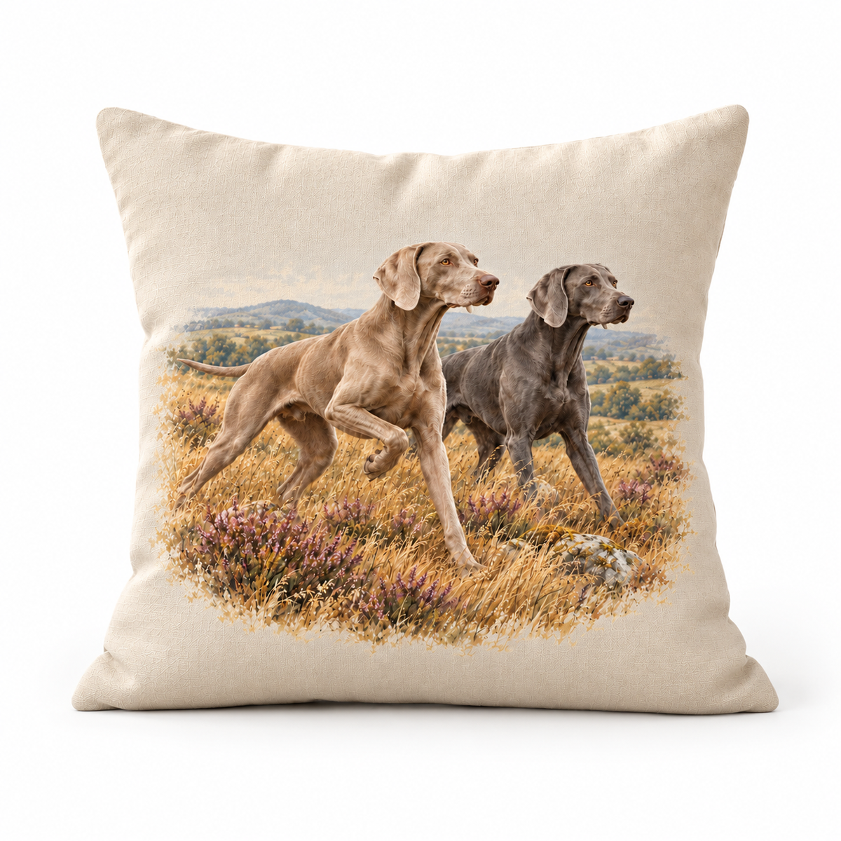 Weimaraner Countryside Cushion – On Point
