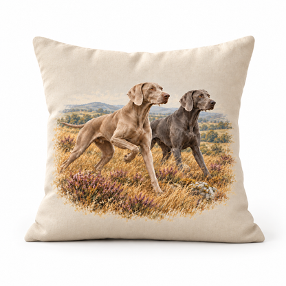 Weimaraner Countryside Cushion – On Point