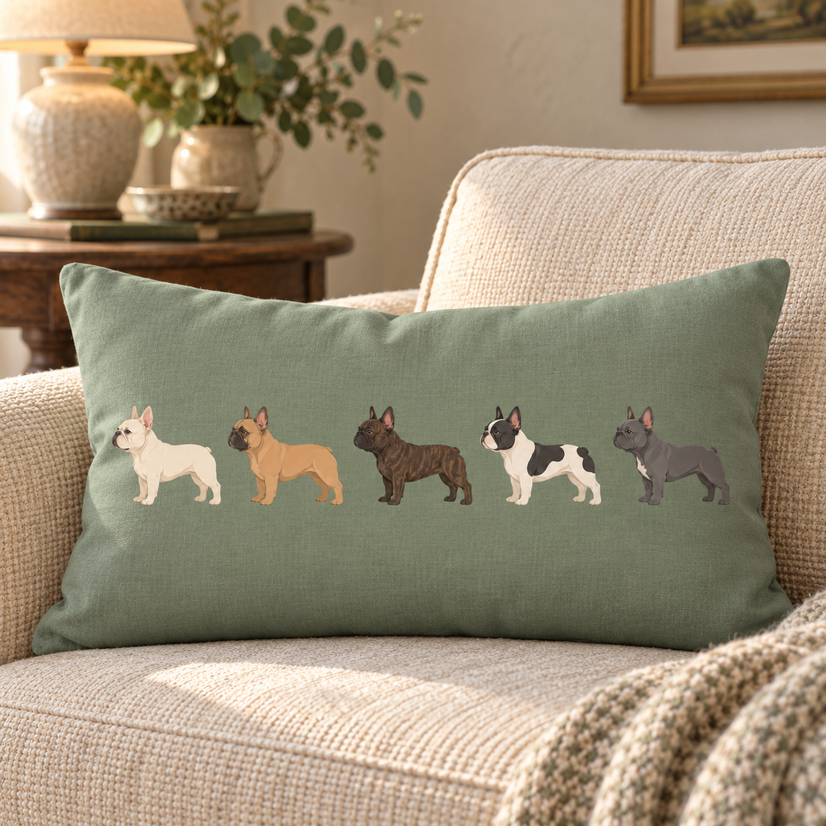 The French Bulldog Line-Up Cushion