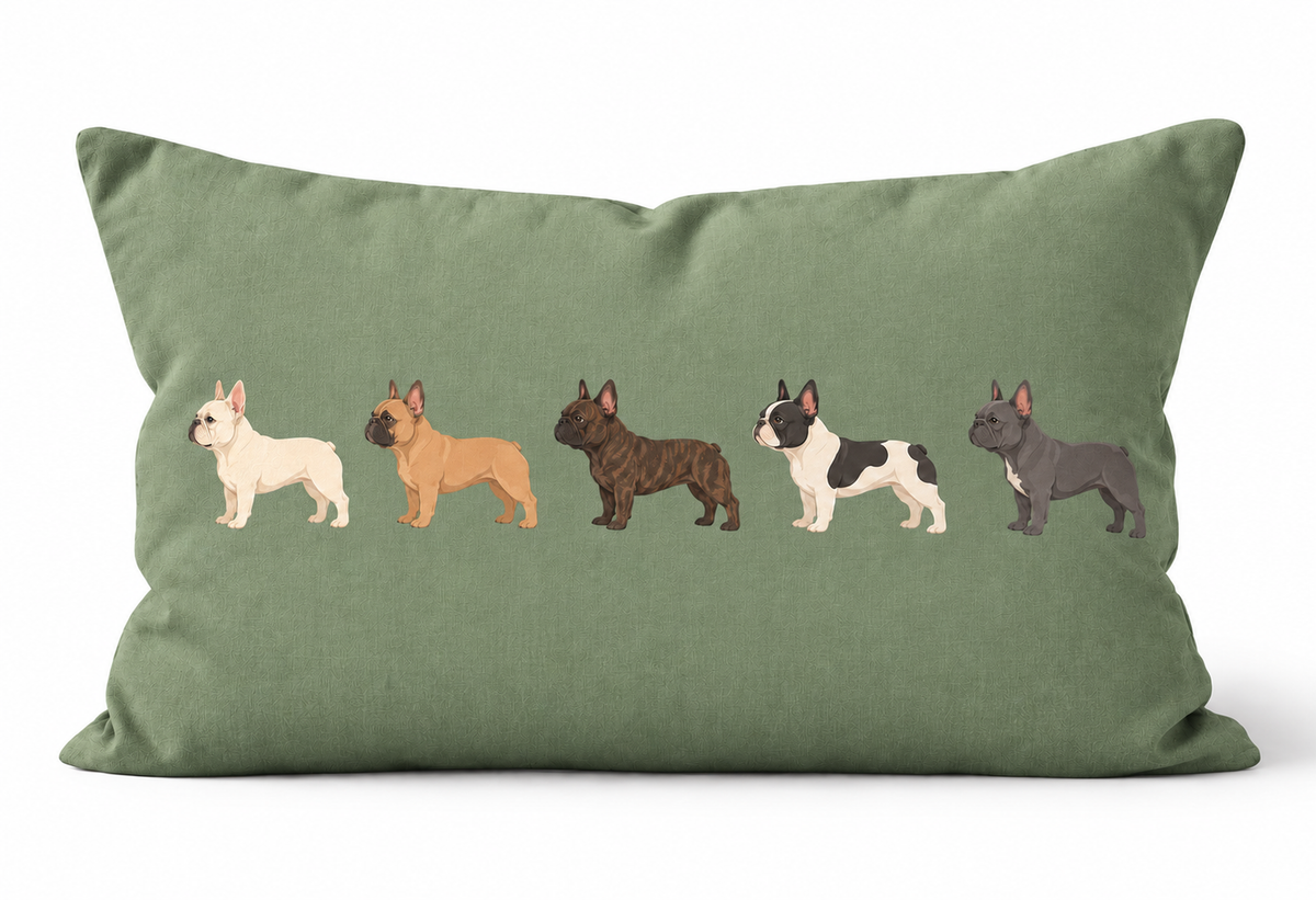 The French Bulldog Line-Up Cushion