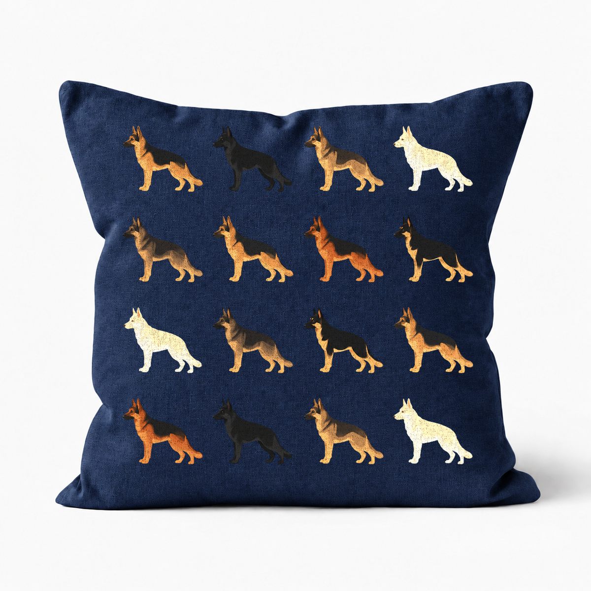 All Types of German Shepherd Pattern Linen Cushion Navy