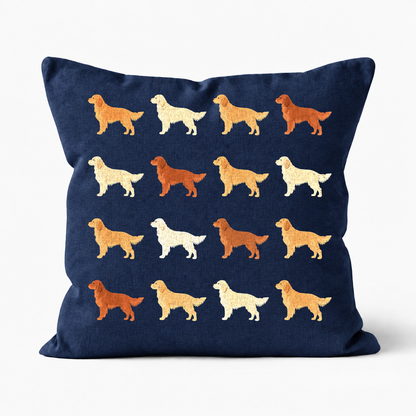 All Types of Golden Retriever Pattern Linen Cushion Navy