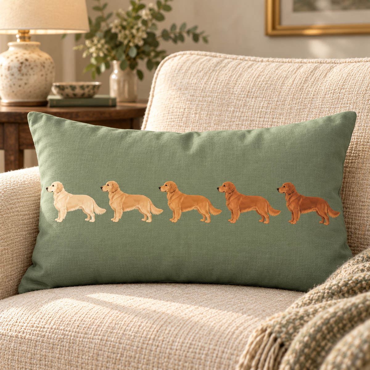 The Golden Retriever Line-Up Cushion