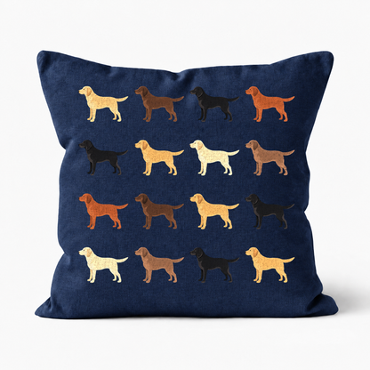 All Types of Labrador Pattern Linen Cushion Navy
