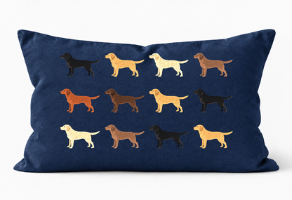 All Types of Labrador Pattern Linen Cushion Navy