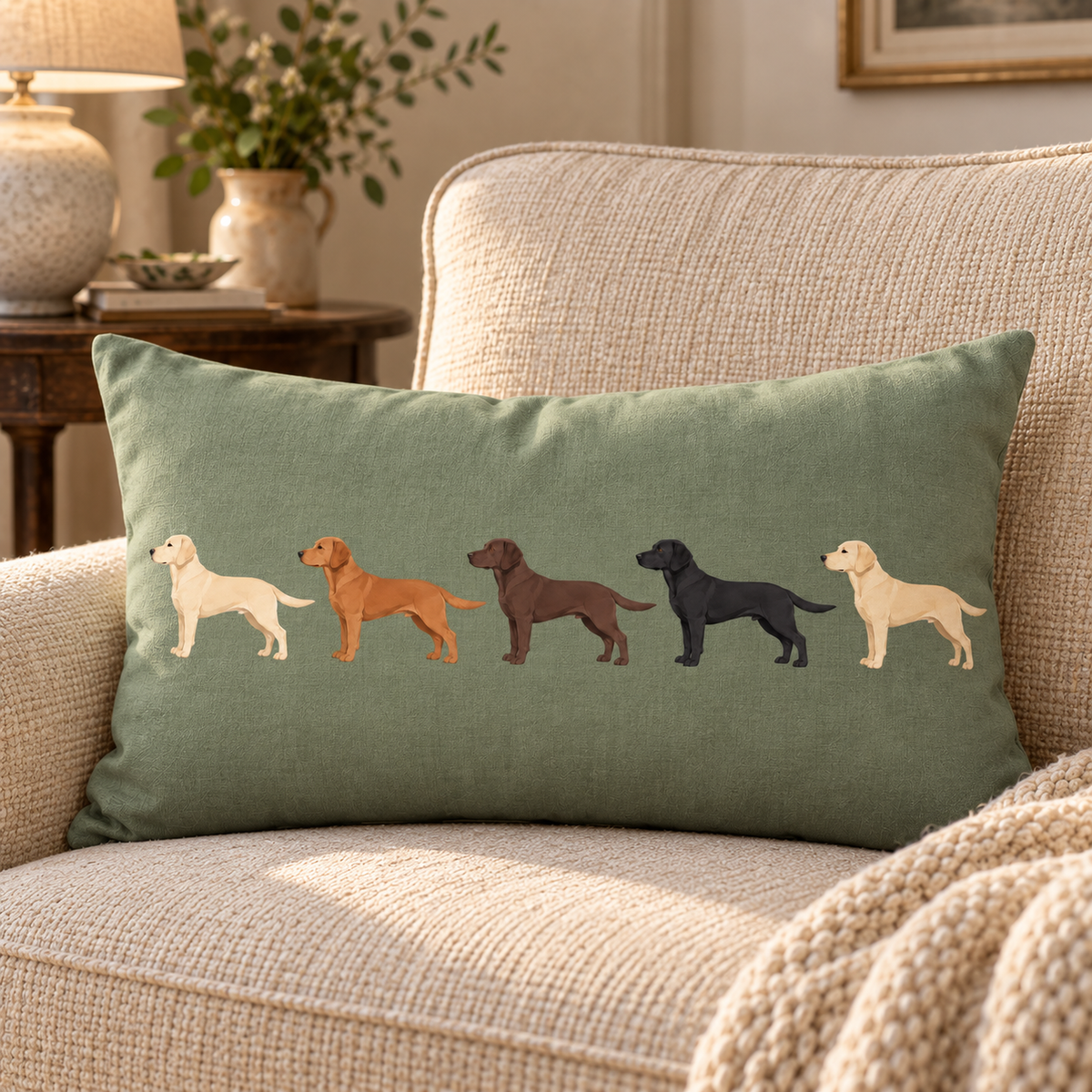 The Labrador Line-Up Cushion