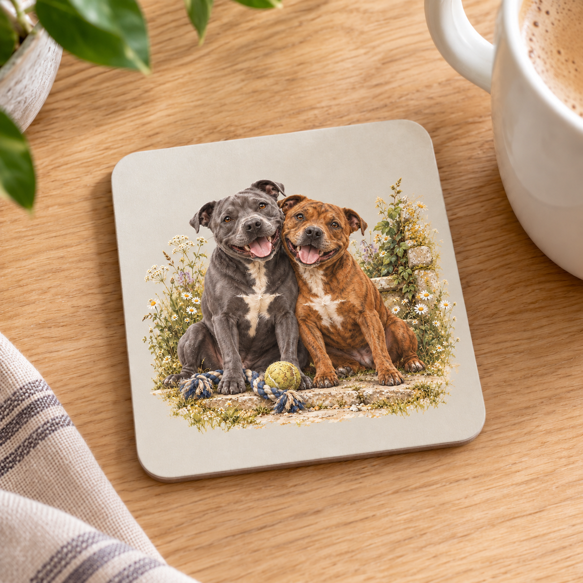 Staffordshire Bull Terrier Coaster Set – Garden Friends
