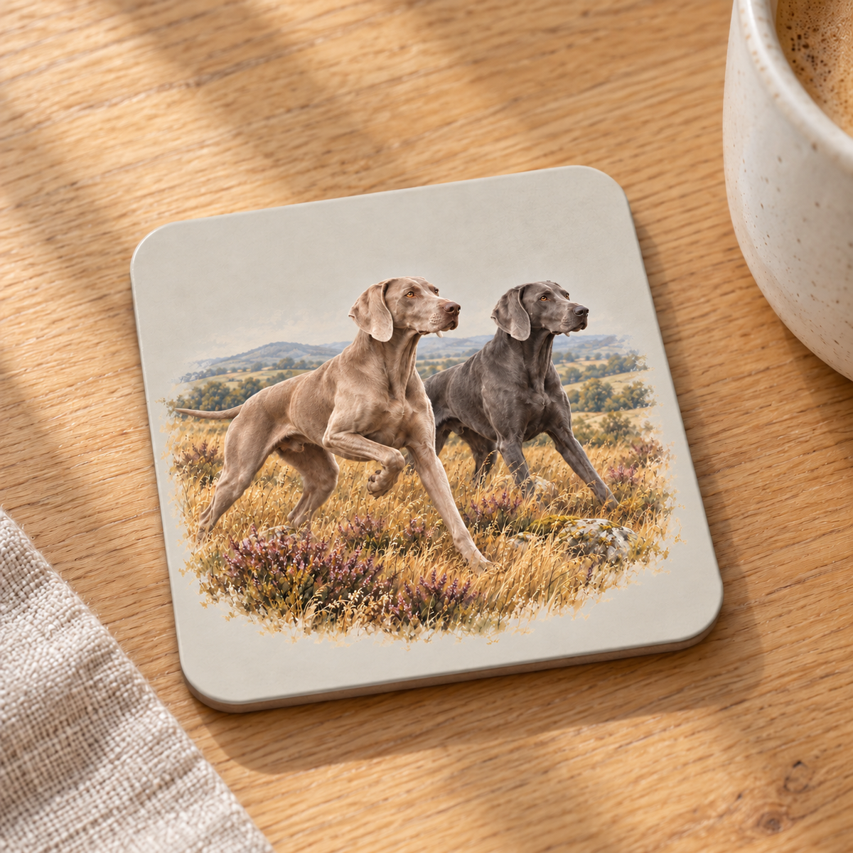 Weimaraner Coaster Set – Open Countryside