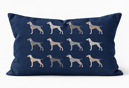 All Types of Weimaraner Pattern Linen Cushion Navy